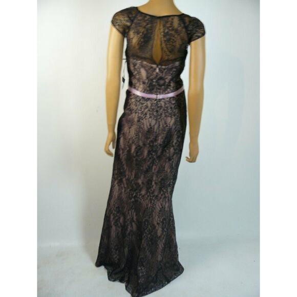 $1260 Verdin New York Black Nude Lace Pink Beaded Waist Mermaid Gown 10 NWT - Picture 10 of 11